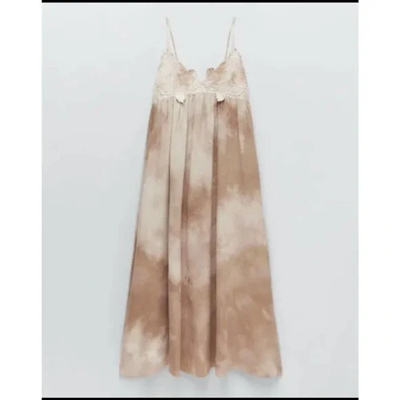 Zara | Dresses | Zara Tie Dye Embroidered Knit Voluminous Midi Dress 0  Cotton